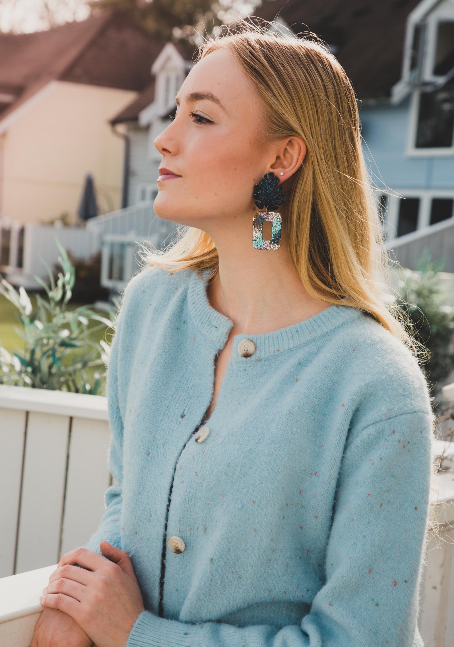 LOLA PALM Earrings- Ocean Swirl