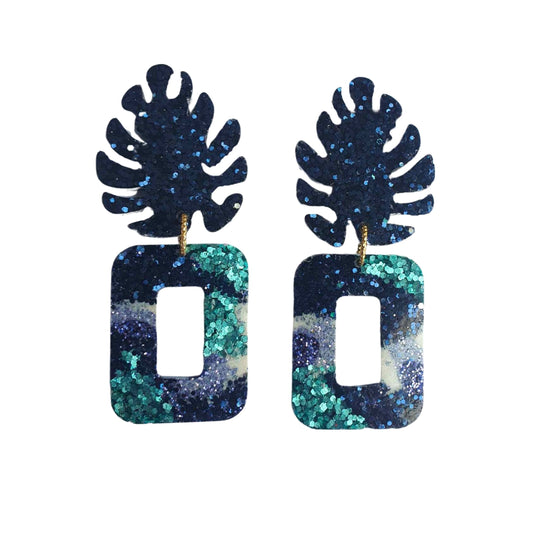 LOLA PALM Earrings- Ocean Swirl