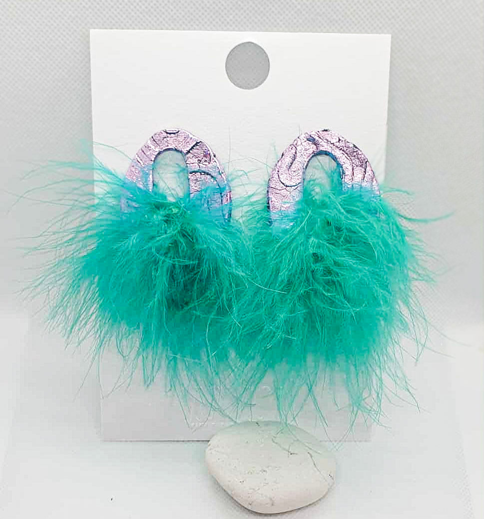 PHOENIX SHINE Earrings-Lilac, Navy & Teal