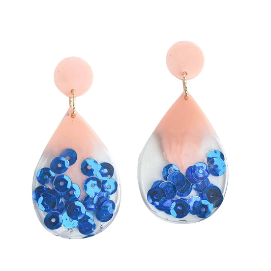 TAUTOU SEQUIN Earrings- Peachy blue